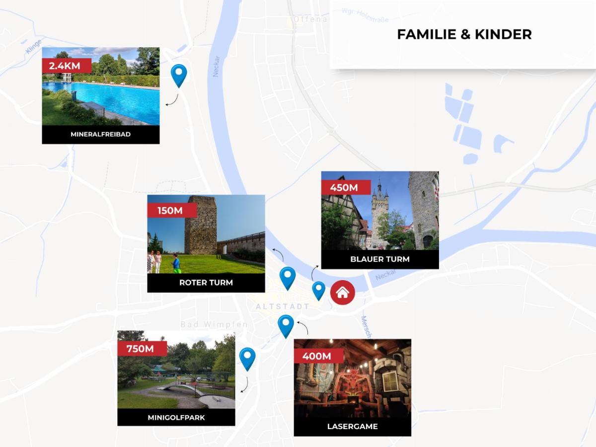 Charmante Wohnung Am Neckar バートヴィンプフェン エクステリア 写真